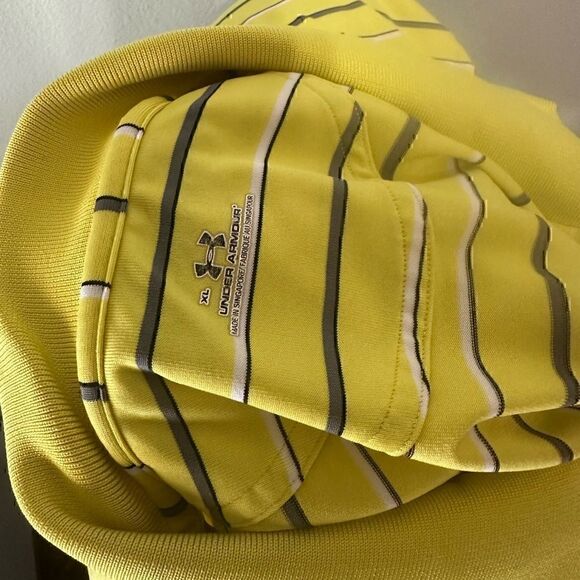 Under Armour Mens XL Yellow/Gray Striped Short Sleeve Polo - Picture 5 of 7